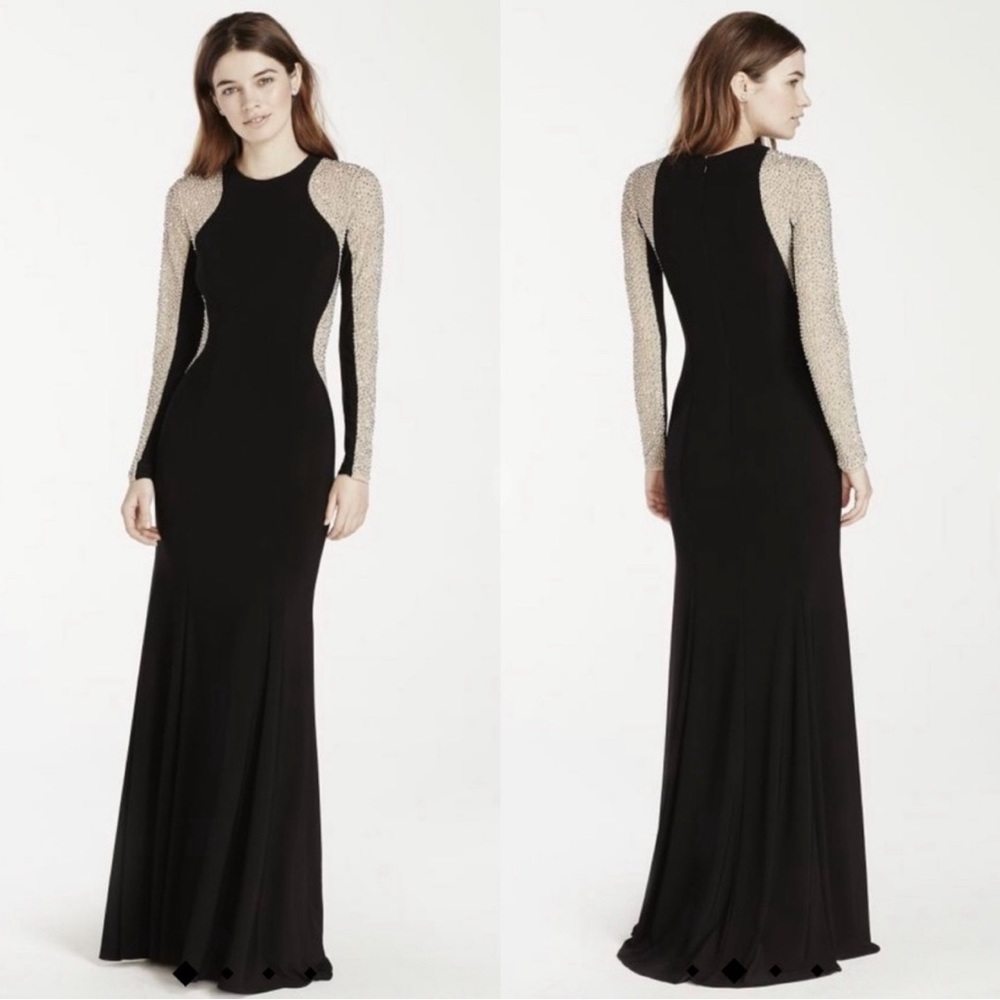 xscape long sleeve beaded dress | Dresses | Xscape Womens Crystal Gown Size 4 Runs small Search: sequin maxi dress A-line V-neck Wide Strap Colour:BLACK LEATHER